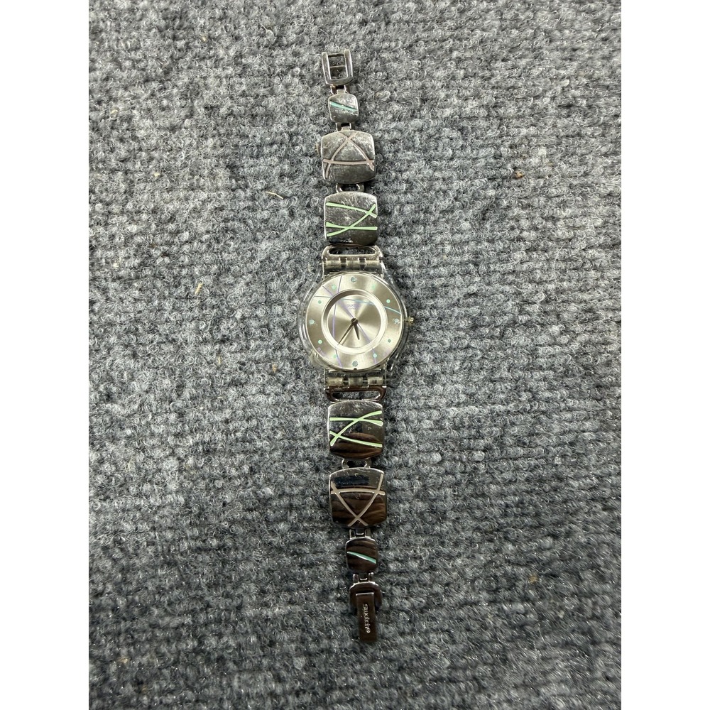 Vintage Swatch Womens Watch Silver Dial Bracelet Swiss Quartz DASHING SFK314G